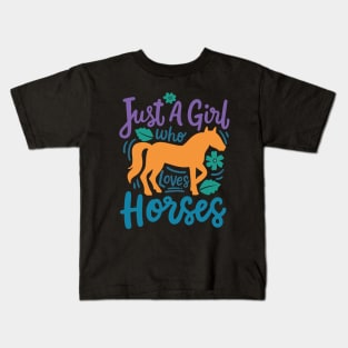 Just A Girl How Loves Horses Kids T-Shirt